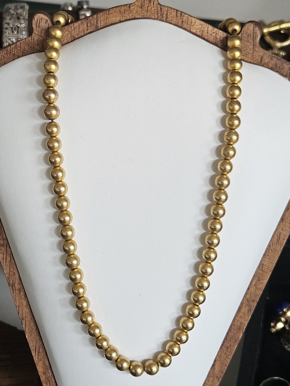 Antique Victorian B.A. Ballou & Co 18k Gold Filled Beaded Ball Necklace 16.5"